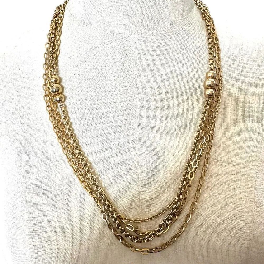 Vintage gold tone multi strand necklace